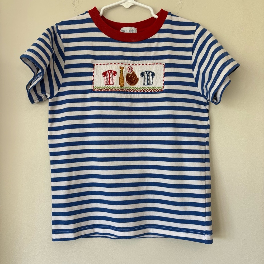 Vive La Fete Smocked Baseball Tee Toddler No Size 4T/5T ? Striped Embroidered